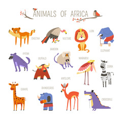 Fototapeta premium Funny African animals vector cartoon design