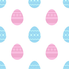 Colorful seamless pattern of sweet Easter eggs on a light background. Simple flat vector illustration. For the design of paper wallpapers, fabric, wrapping paper, covers, web sites