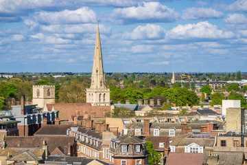 Fototapeta na wymiar Cambridge city rooftops view, England 