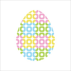 Colored easter egg isoyed on a white background. With an interesting abstract geometric pattern. Simple flat vector illustration. Suitable for decoration of postcards, advertising
