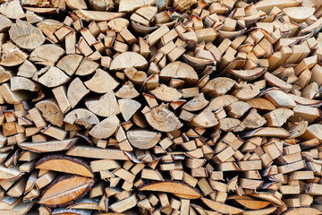 Background from end faces of the fresh wooden bars of a different form