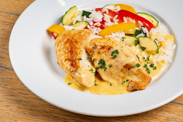 chicken with rice and vegetables