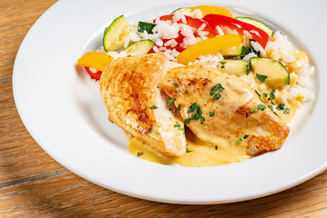 chicken with rice and vegetables