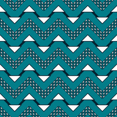 Seamless pattern of dashed and solid zigzag lines with triangles