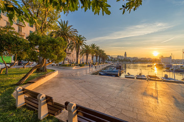 Split's promenade Riva at beautiful sunrise in Croatia, Dalmatia