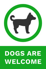 DOGS ARE WELCOME sign. Vector.