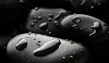 Fototapeta Grey wet pebbles background obraz