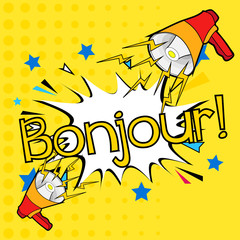 bonjour has mean hello, beautiful greeting card background or banner © prutamin_C