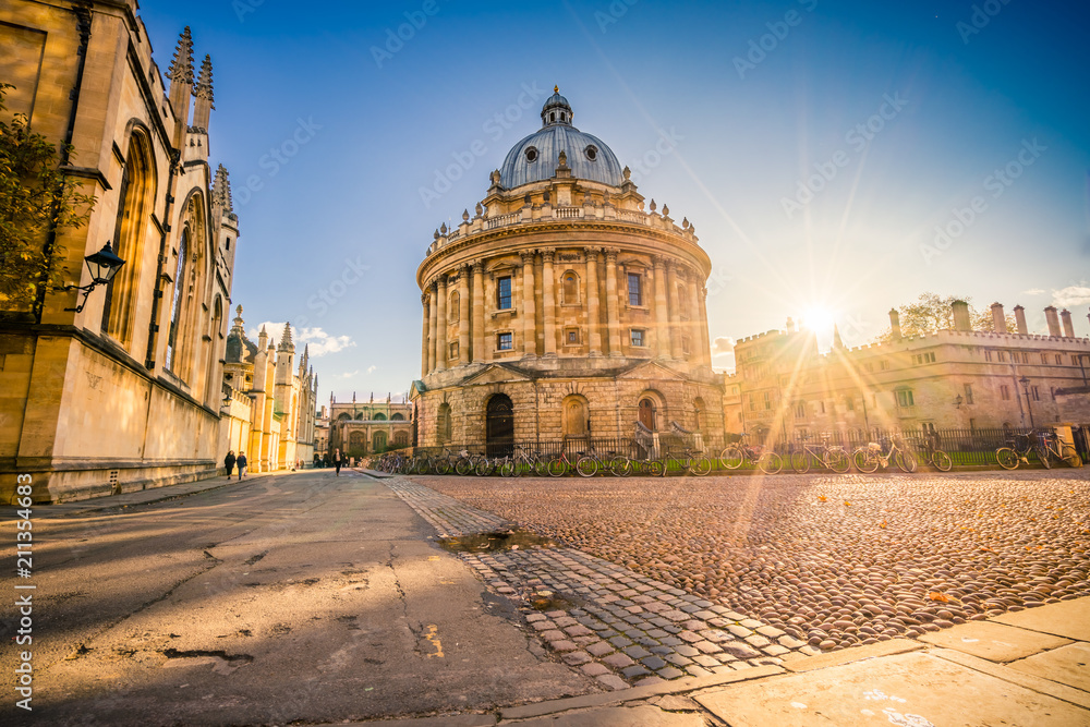 Sticker radcliffe science library with sunset flare.oxford, england