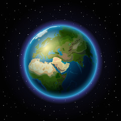 Fototapeta premium The Earth in the space. Layered vector illustration