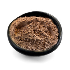 Bowl of Cocoa Powder Isolated on White