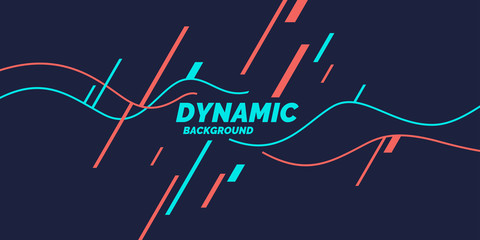 Bright poster with dynamic waves. Illustration minimal flat style