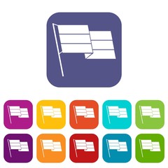 Flag icons set vector illustration in flat style in colors red, blue, green, and other