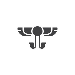 Winged Solar vector icon. filled flat sign for mobile concept and web design. Egyptian Hieroglyph simple solid icon. Symbol, logo illustration. Pixel perfect vector graphics