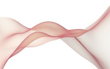 Abstract light red wave. Bright light red ribbon on white background. Abstract red smoke. Light red scarf. Raster air background. 3D illustration