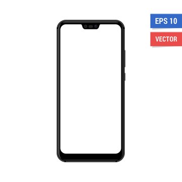 Realistic vector flat mock-up smartphone with blank white screen. Scale image any resolution