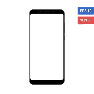 Realistic vector flat mock-up smartphone with blank white screen. Scale image any resolution