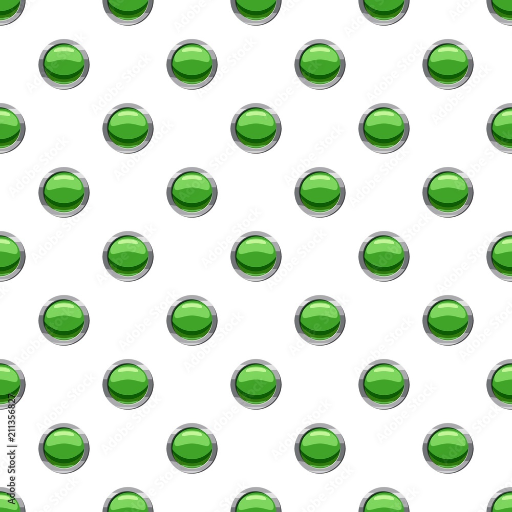 Poster round green button pattern seamless repeat in cartoon style vector illustration