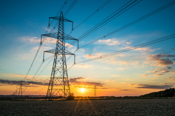 Electric pylon at sunset 