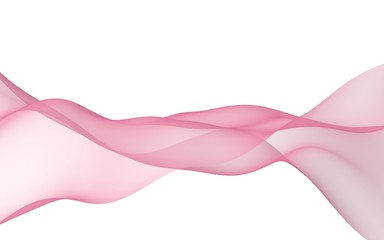 Abstract pink wave. Pink scarf. Bright pink ribbon on white background. Abstract pink smoke. Raster air background. 3D illustration