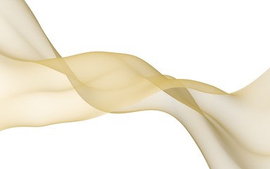 Abstract yellow wave. Bright yellow ribbon on white background. Yellow color scarf. Abstract yellow smoke. Raster air background. 3D illustration