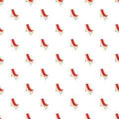 Red wooden beach chair pattern seamless repeat in cartoon style vector illustration