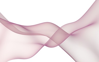 Abstract light red wave. Bright light red ribbon on white background. Abstract red smoke. Light red scarf. Raster air background. 3D illustration