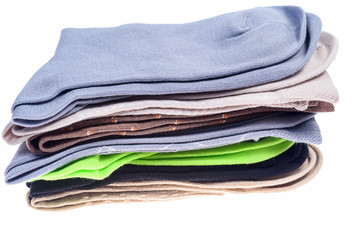 colored mans socks isolated on white background