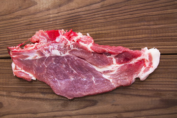 pork steak on wooden table