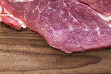 pork steak on wooden table