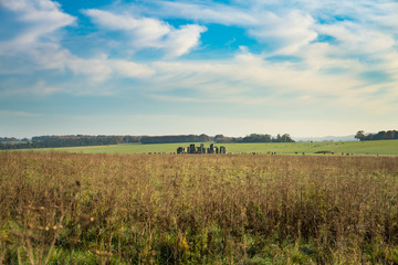 Stonehenge viewed from across the field England