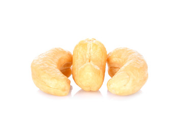 Roasted cashews isolated on a white background