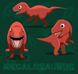 Dinosaur Megalosauras Cartoon Vector Illustration