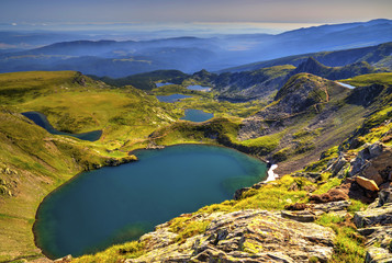 Beautiful landscape with mountain lakes