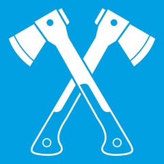 Crossed axes icon white isolated on blue background vector illustration