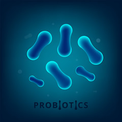  Probiotics bacteria organisms. Healthy nutrition. Vector illustration.