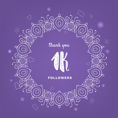 1K followers thank you post for social media. Vector illustration.