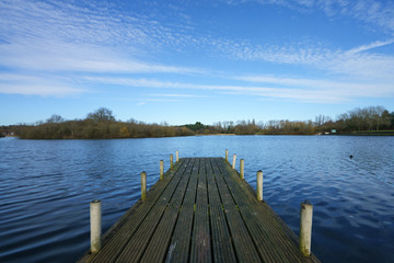 A pier in Tongwell Lake, Milton Keynes, UK