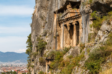 Ruins of the ancient Lycian town Telmessos in modern Fethiye, Turkey