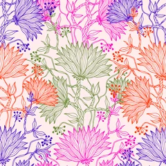 Fotobehang Floral seamless pattern. Flowers illustration © polina21