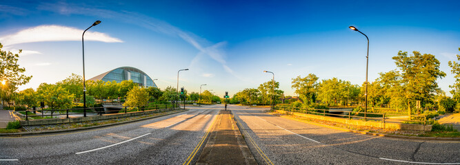 Avebury boulevard panorama in Milton Keynes, Buckinghamshire