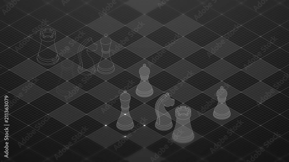 Aufkleber 3d isometric virtual transparency chess with square mesh pattern chessboard, business technology str