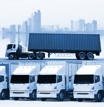 Trucks lorries loading unloading depot warehouse,Truck  transportation  Freight cargo transport  Shipping