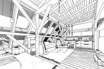 My place under the roof 01 (drawing)