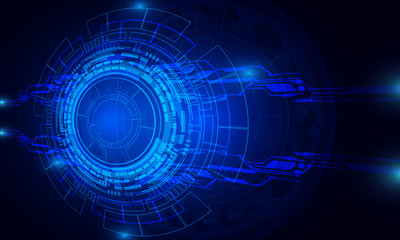 Futuristic Elements Cyber Technology Hi Tech Blue Scifi System Connection Network Vector Background