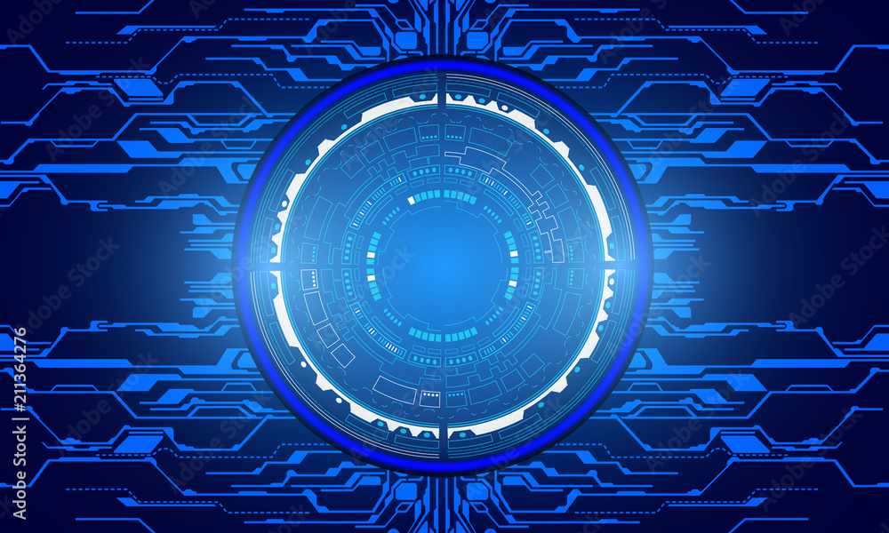 Poster HUD Futuristic Elements Cyber Technology Hi Tech Blue Scifi System Connection Network Vector Background