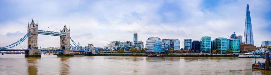 Fototapeta na wymiar Panoramic view of riverside of City London in UK