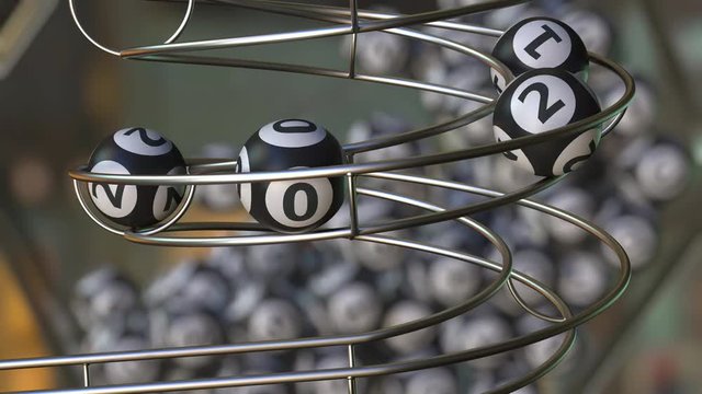Lottery balls make up 2021 number. 3D animation