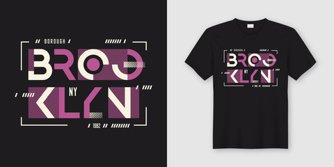 Brooklyn New York geometric abstract style t-shirt and apparel d - obrazy, fototapety, plakaty
