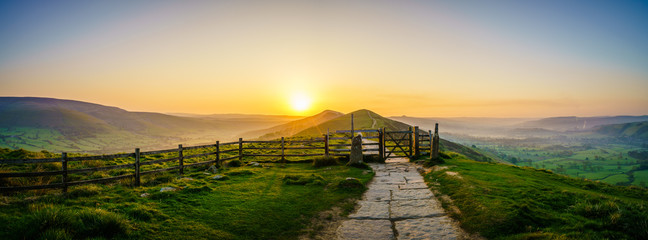 The Great Ridge at sunrise in the English Peak District